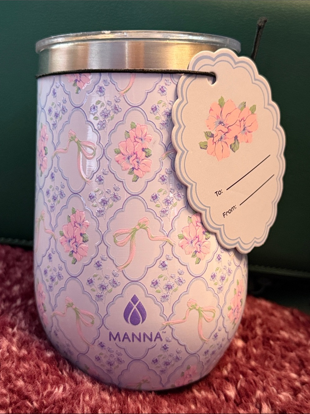 Floral Stainless Steel Insulated Tumbler - Pink Floral 14oz Wine Tumbler